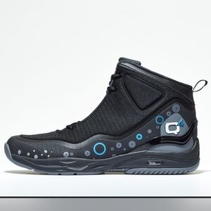 Black and Blue High-Top Athletic Basketball Shoes